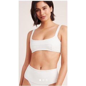 L Space Size Large Textured Ivory Jess Bikini Top Desi High Rise Bottoms